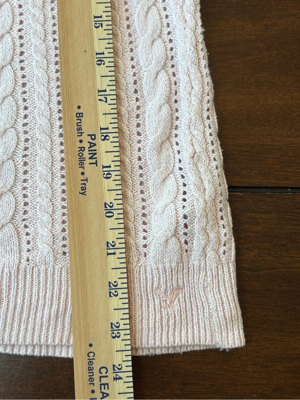 American Eagle Outfitters Pink Cable Knit Openwork Sweater Size Medium - Picture 6 of 8